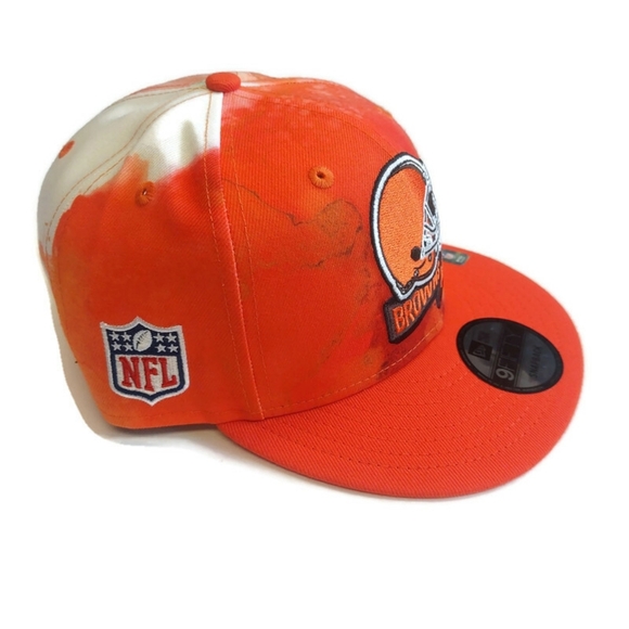 9FIFTY New Era Cleveland Browns Snapback Hat Cap Sideline Ink Dye Orange - Picture 3 of 6